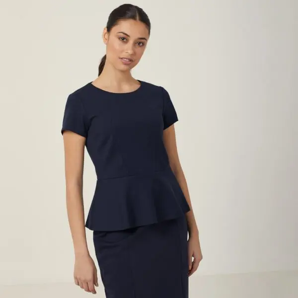 NNT CAT9S1 Cap Sleeve Peplum Top At The Coal Face Workwear