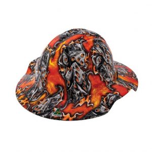 FORCE360 HPFPRBB57R-HD3 Hydro Dipped Broad Brim Hard Hat - Type 1 Flaming Dice