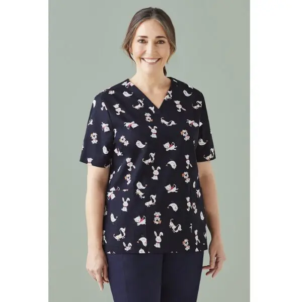 Biz Care CST147LS Womens Best Friends Scrub Top - Image 2