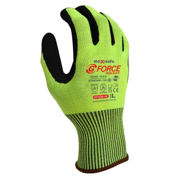 Maxisafe GTH238 G-Force HiVis Cut D Glove with Nitrile Palm - Image 2
