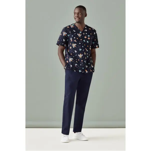 Biz Care CST148MS Space Party Mens Scrub Top