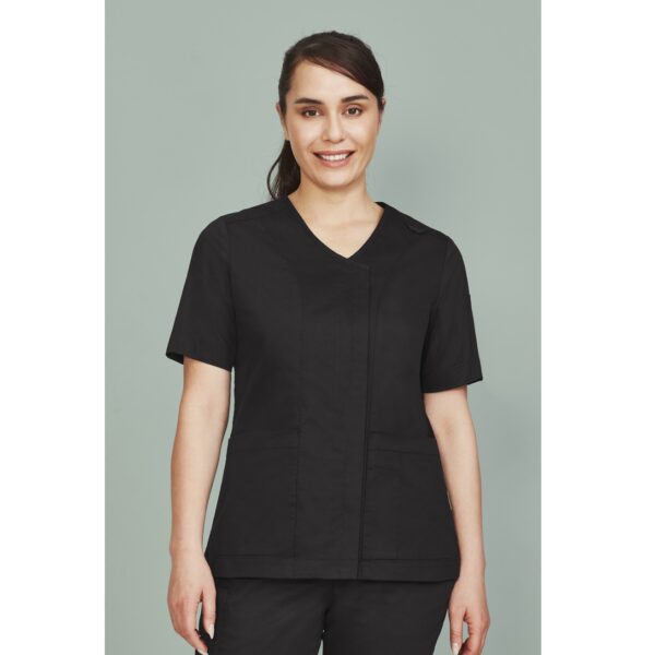 Biz Care CST240LS Parks Womens Zip Front Crossover Scrub Top - Image 2