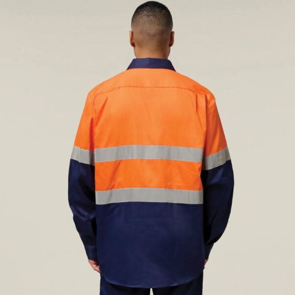 Hard Yakka Y07990 Mens Hi-Vis Cotton Drill Shirt Taped LS - Image 3