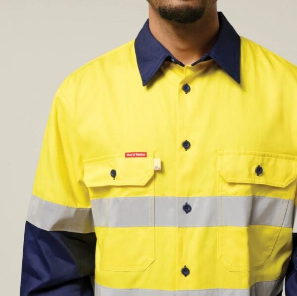 Hard Yakka Y07990 Mens Hi-Vis Cotton Drill Shirt Taped LS - Image 7