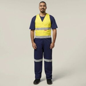 Hard Yakka Y01055 Hi Vis 2Tone Action Back Cotton Taped Overall