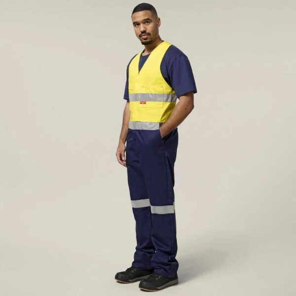 Hard Yakka Y01055 Hi Vis 2Tone Action Back Cotton Taped Overall - Image 2