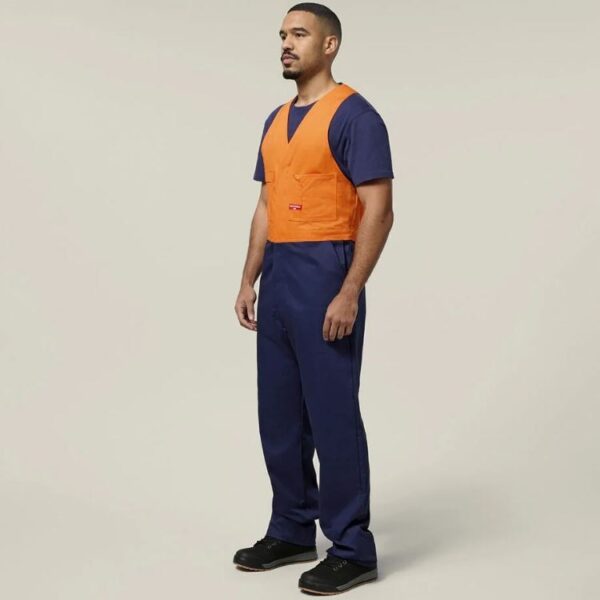 Hard Yakka Y01526 Hi Vis 2Tone Action Back Cotton Drill Overall - Image 2