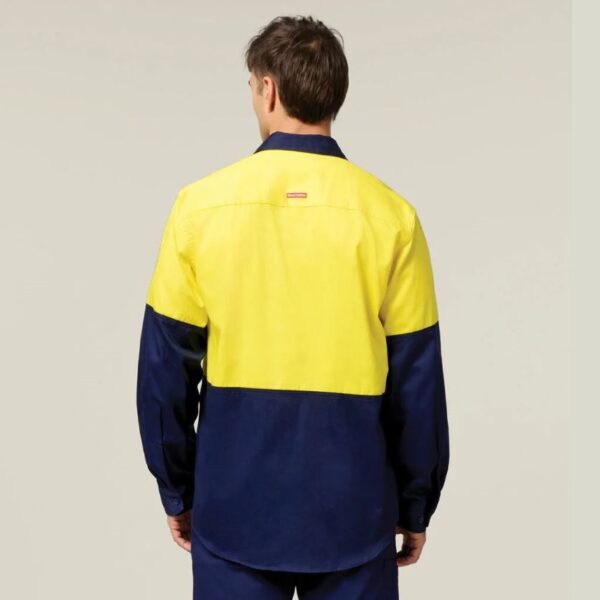 Hard Yakka Y04605 Core Hi Vis Long Sleeve Heavyweight Cotton Drill Shirt - Image 3