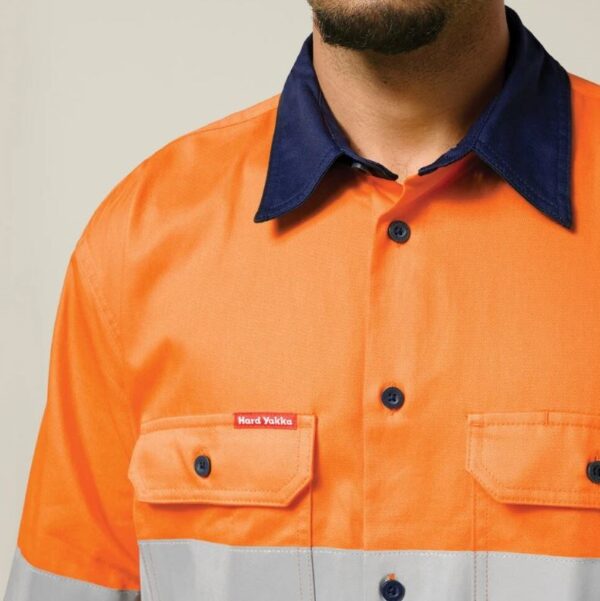 Hard Yakka Y04610 Core HiVis 2Tone Taped Drill Shirt - Image 11