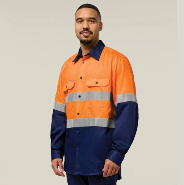 Hard Yakka Y04610 Core HiVis 2Tone Taped Drill Shirt - Image 9