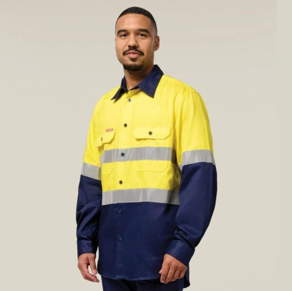 Hard Yakka Y04610 Core HiVis 2Tone Taped Drill Shirt - Image 2