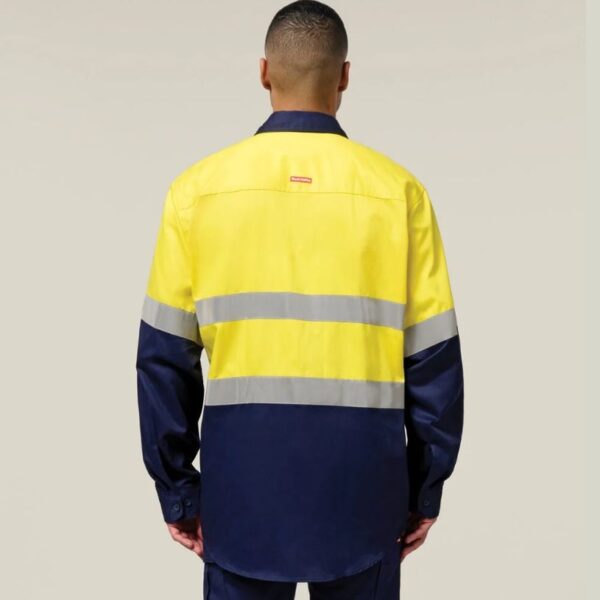 Hard Yakka Y04610 Core HiVis 2Tone Taped Drill Shirt - Image 3