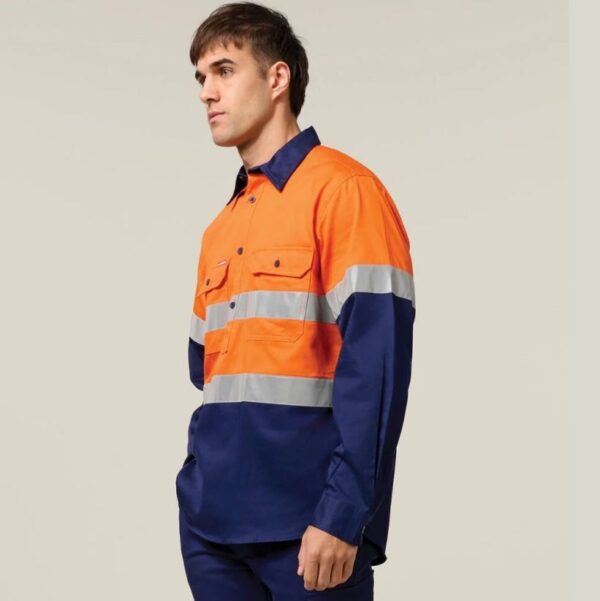 Hard Yakka Y04615 Core HiVis Long Sleeve Heavyweight Closed Front Taped Shirt - Image 2