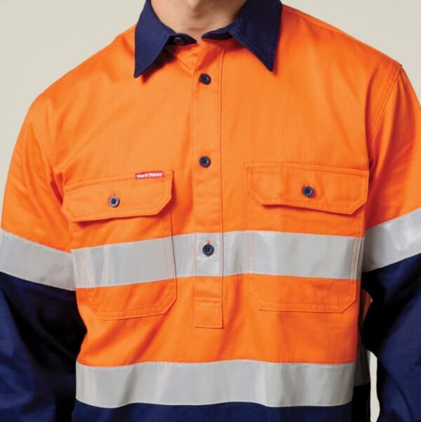 Hard Yakka Y04615 Core HiVis Long Sleeve Heavyweight Closed Front Taped Shirt - Image 3