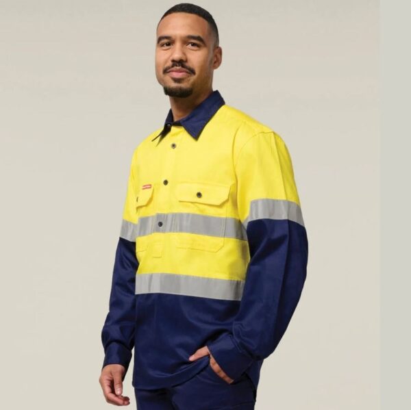 Hard Yakka Y04615 Core HiVis Long Sleeve Heavyweight Closed Front Taped Shirt - Image 6