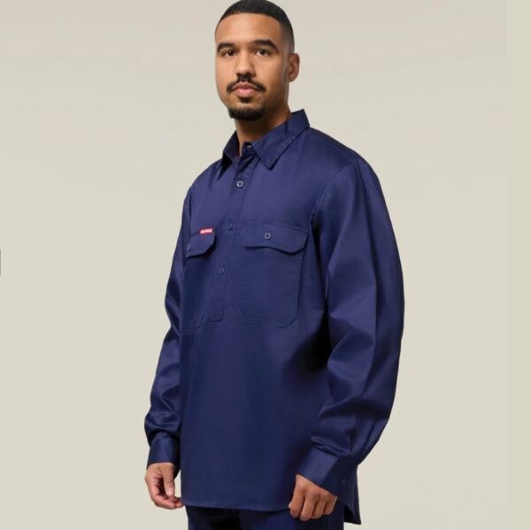 Hard Yakka Y07530 Long Sleeve Closed Front Cotton Drill Work Shirt - Image 2