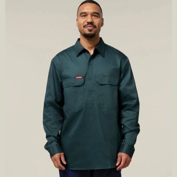 Hard Yakka Y07530 Long Sleeve Closed Front Cotton Drill Work Shirt - Image 9