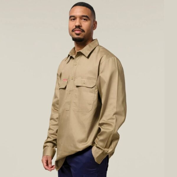 Hard Yakka Y07530 Long Sleeve Closed Front Cotton Drill Work Shirt - Image 6