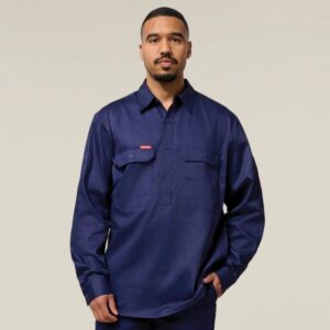 Hard Yakka Y07530 Long Sleeve Closed Front Cotton Drill Work Shirt