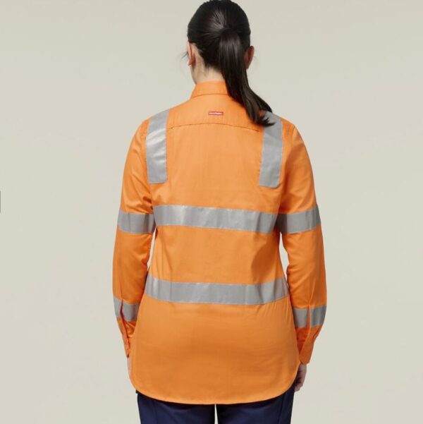 Hard Yakka Y08421 Women's Foundations Biomotion HiVis Taped Long Sleeve Shirt - Image 3