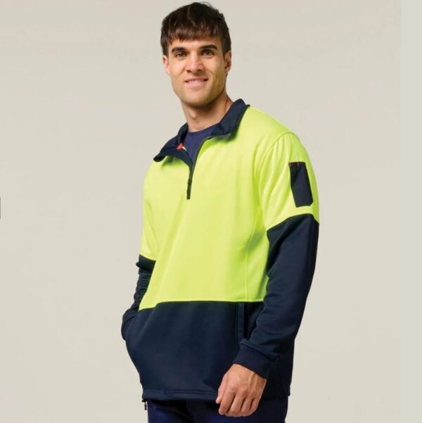 Hard Yakka Y19330 HiVis 2 Tone 1/4 Zip Brushed Fleece Jumper - Image 2