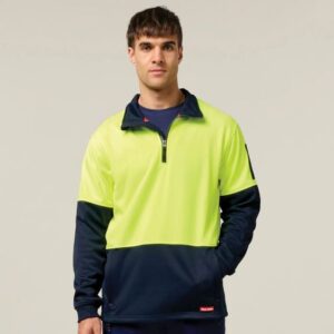 Hard Yakka Y19330 HiVis 2 Tone 1/4 Zip Brushed Fleece Jumper