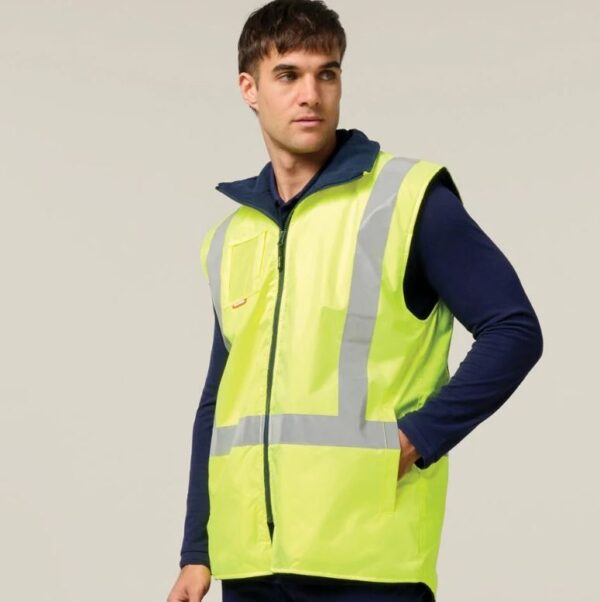 Hard Yakka Y21480 Hi Vis Taped All Weather Fleece Vest - Image 2