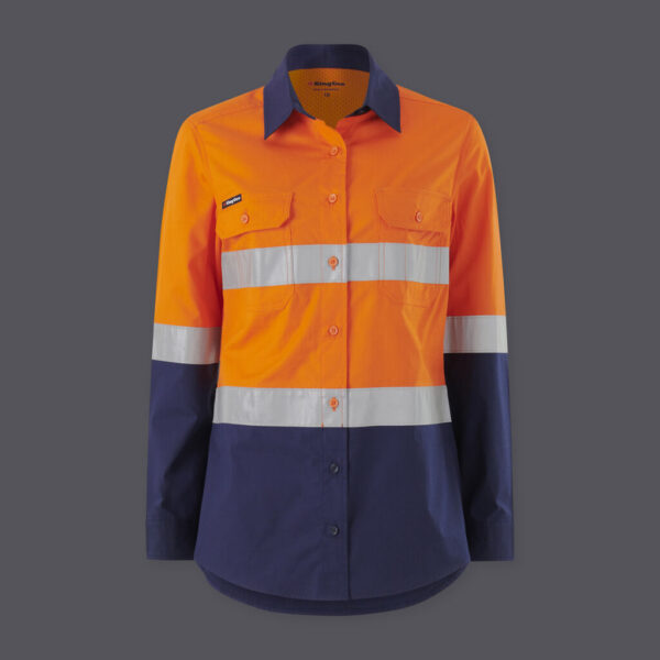 KingGee K44227 Women's Workcool Vented Spliced Shirt Taped Long Sleeve - Image 4