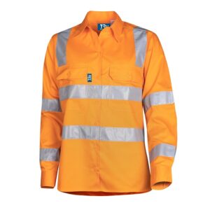 TRu Workwear DSW1166T4 VIC Rail Lightweight Vented L/S Hi-Vis Drill Shirt With Reflective Tape