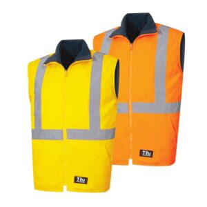 TRu Workwear TV1915T5 Wet Weather Reversible Vest With TRuVis Reflective Tape