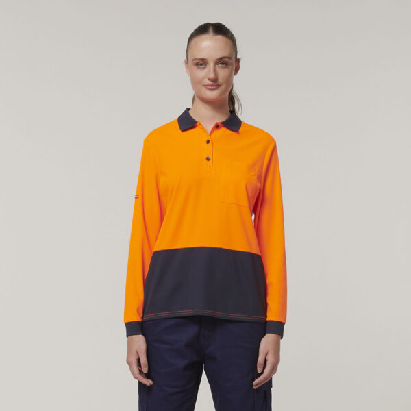 Hard Yakka Y08603 Womens Long Sleeve Hi Vis Polo - Image 6