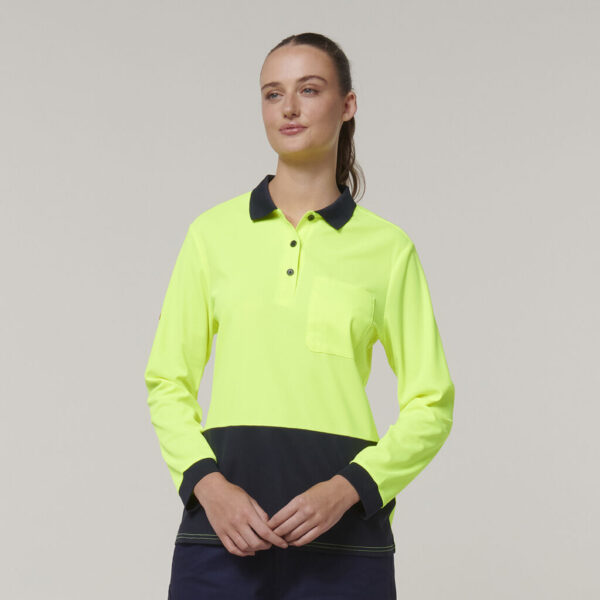 Hard Yakka Y08603 Womens Long Sleeve Hi Vis Polo