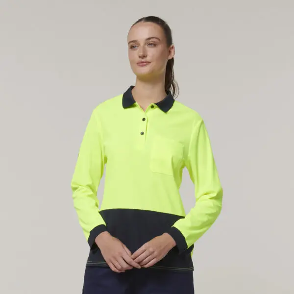Hard Yakka Y08603 Womens Long Sleeve Hi Vis Polo