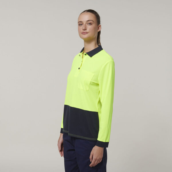 Hard Yakka Y08603 Womens Long Sleeve Hi Vis Polo - Image 2