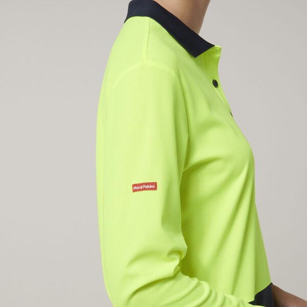 Hard Yakka Y08603 Womens Long Sleeve Hi Vis Polo - Image 3