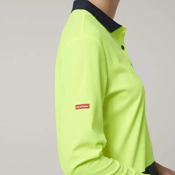 Hard Yakka Y08603 Womens Long Sleeve Hi Vis Polo - Image 3