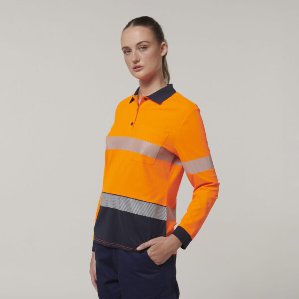 Hard Yakka Y08604 Womens Long Sleeve Hi Vis Taped Polo - Image 6