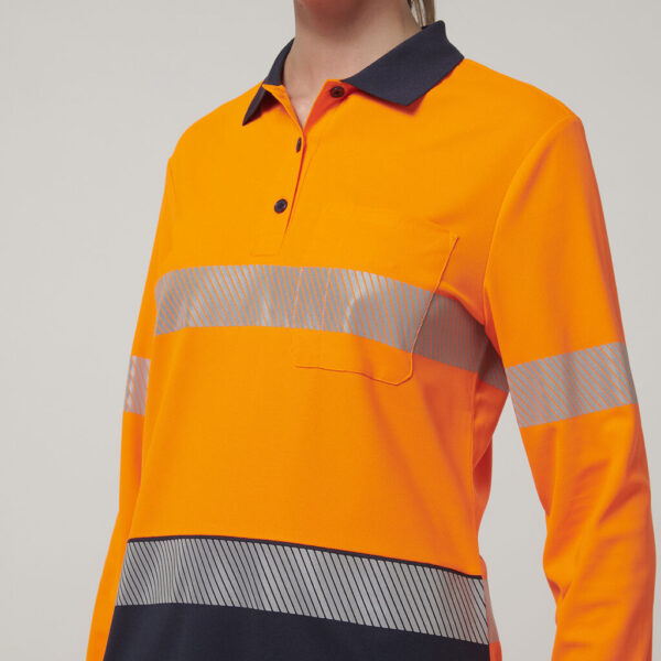 Hard Yakka Y08604 Womens Long Sleeve Hi Vis Taped Polo - Image 9