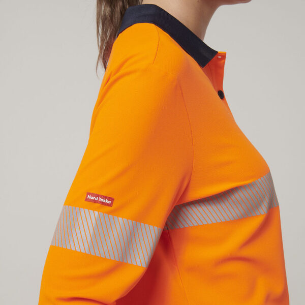 Hard Yakka Y08604 Womens Long Sleeve Hi Vis Taped Polo - Image 8