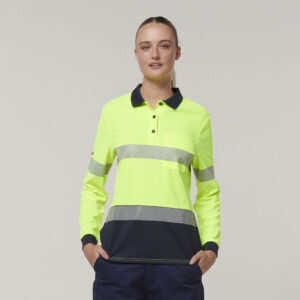 Hard Yakka Y08604 Womens Long Sleeve Hi Vis Taped Polo