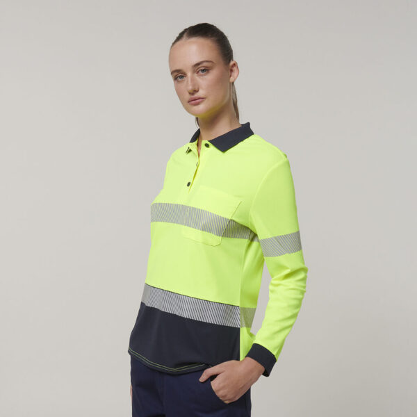 Hard Yakka Y08604 Womens Long Sleeve Hi Vis Taped Polo - Image 2