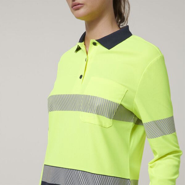 Hard Yakka Y08604 Womens Long Sleeve Hi Vis Taped Polo - Image 3