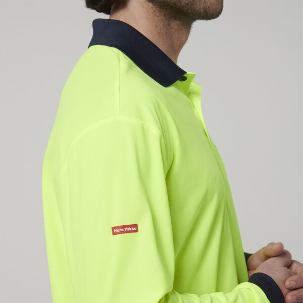 Hard Yakka Y19617 Mens Long Sleeve Hi Vis Polo - Image 3