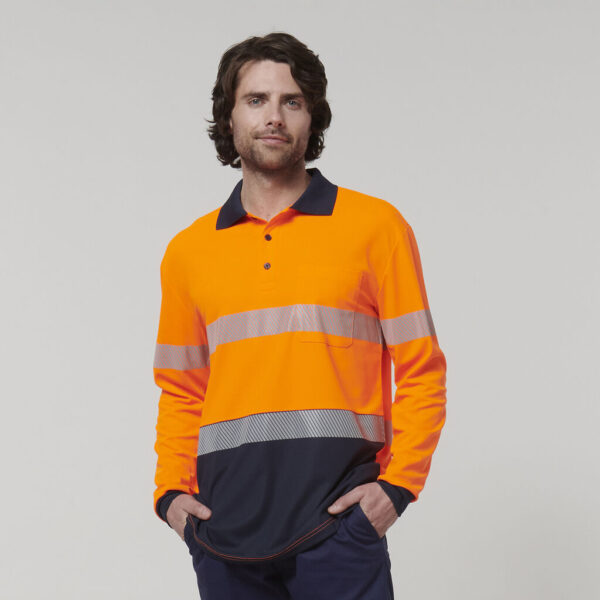 Hard Yakka Y19619 Mens Long Sleeve Hi Vis Taped Polo