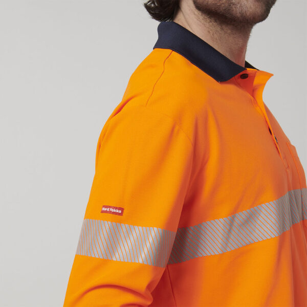 Hard Yakka Y19619 Mens Long Sleeve Hi Vis Taped Polo - Image 4