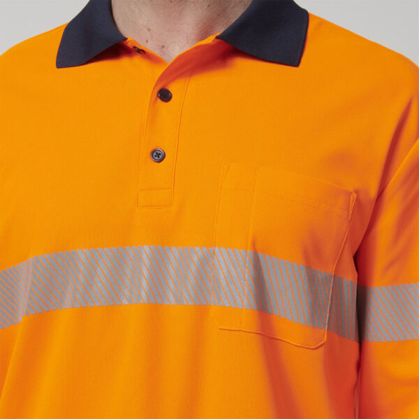Hard Yakka Y19619 Mens Long Sleeve Hi Vis Taped Polo - Image 3