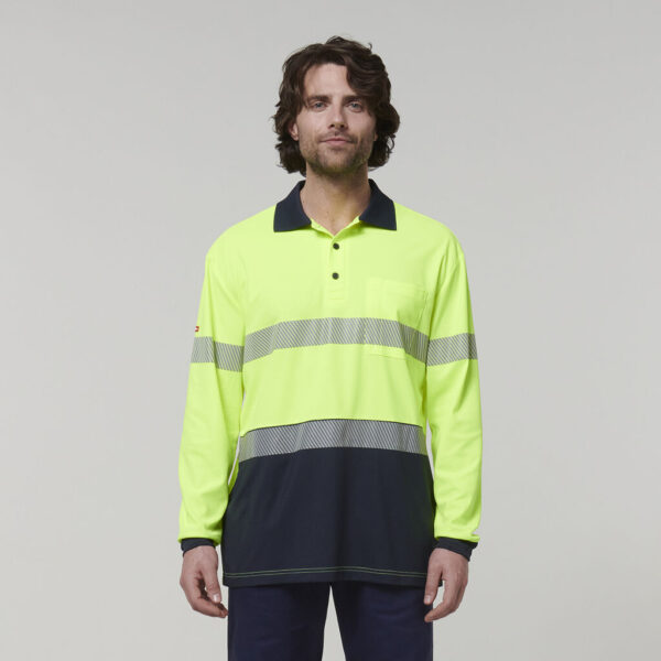 Hard Yakka Y19619 Mens Long Sleeve Hi Vis Taped Polo - Image 6