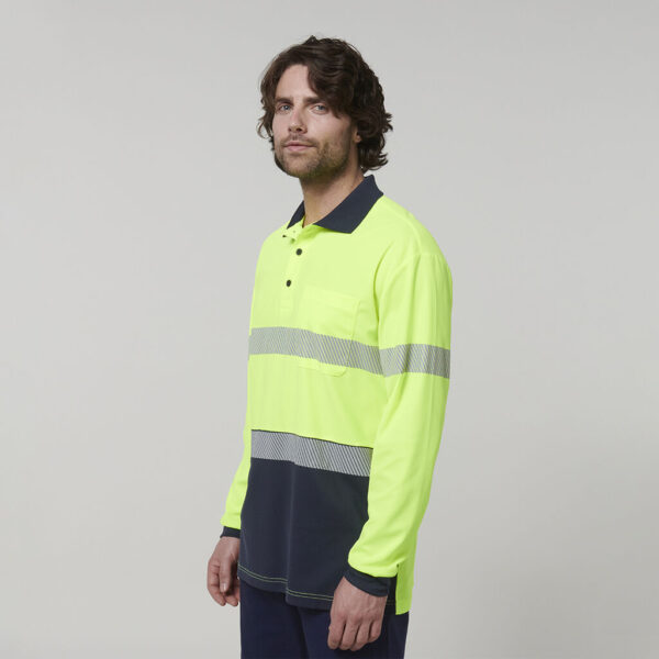 Hard Yakka Y19619 Mens Long Sleeve Hi Vis Taped Polo - Image 7