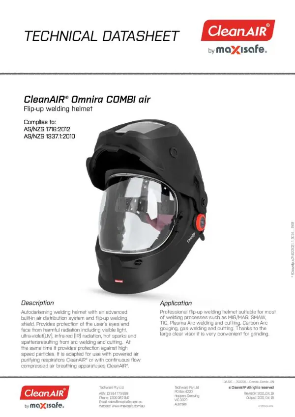 Maxisafe R303201 CleanAIR Omnira COMBI Welding Helmet & AerGO PAPR Kit - Image 12