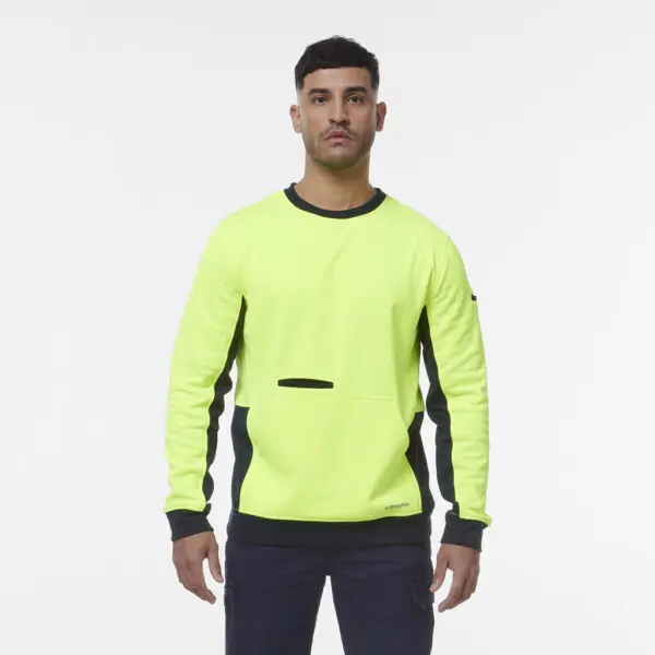 KingGee K55062 Hi Vis Spliced Crew Neck Fleece - Image 3